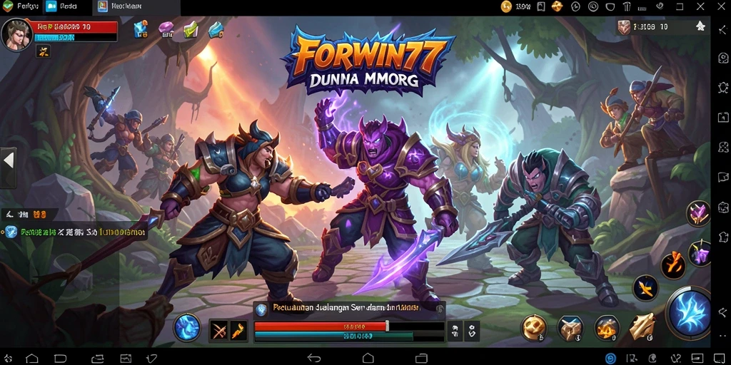 Tangkapan layar gameplay FORWIN77 yang menampilkan pertarungan seru dan grafis menakjubkan.
