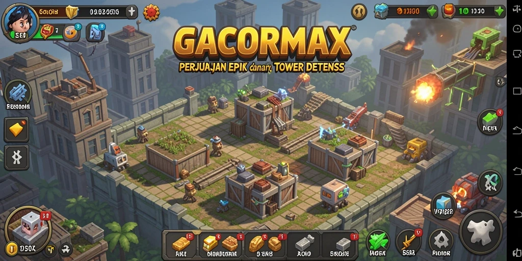 Tangkapan layar GACORMAX menampilkan aksi gameplay Tower Defense yang menantang.