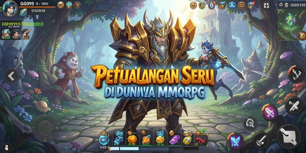 Screenshot GG999 menampilkan pertarungan epik dalam dunia MMORPG.