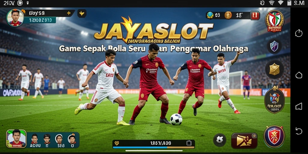 Tampilan gameplay JAYASLOT yang menegangkan di lapangan sepak bola.