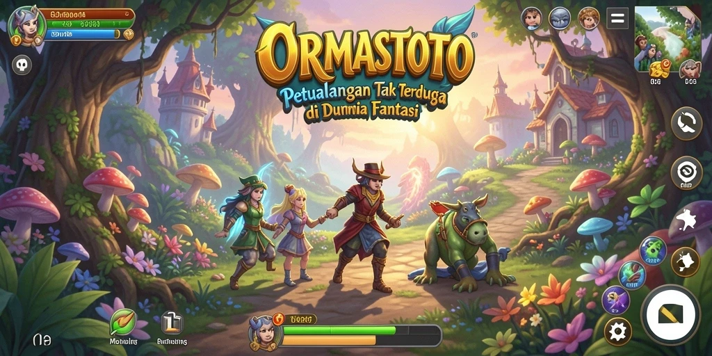 Screenshot gameplay ORMASTOTO menunjukkan petualangan mendebarkan di dunia fantasi.