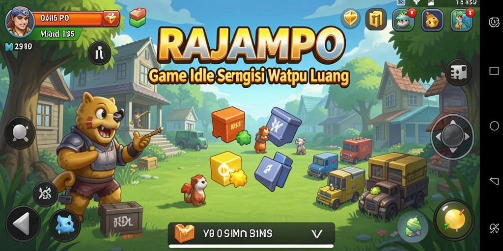 Screenshot gameplay RAJAMPO menampilkan karakter yang aktif mengumpulkan item.