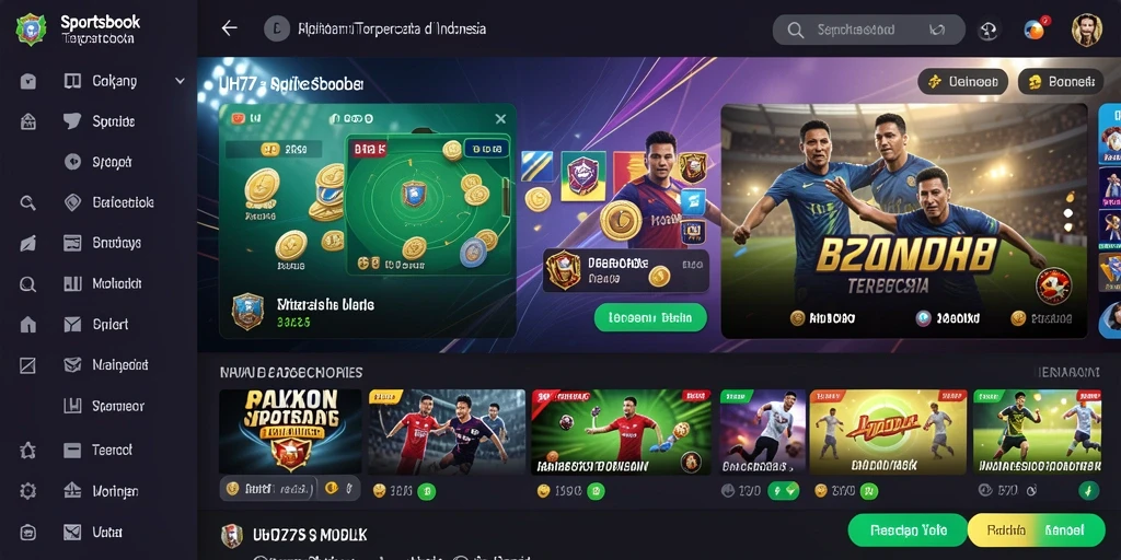 Screenshot UH77 menunjukkan antarmuka taruhan olahraga yang menarik.